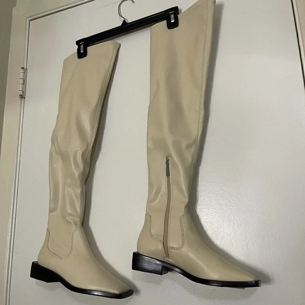 NEW Schutz Guily Up Over the Knee Boot Color EGGSHELL Square toe Size 6
